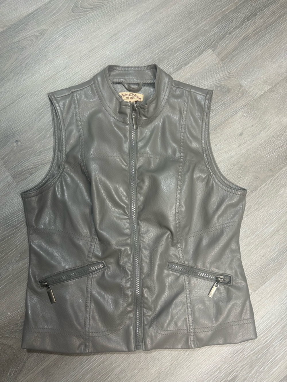 Paris Blues Vintage grey faux leather vest Sz M